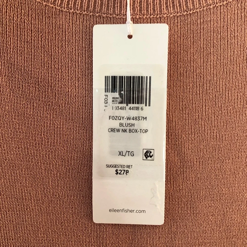 Eileen Fisher Sweater Blush Pink Rounded Neck High-Low Box Top Sz XL BNWT - Picture 7 of 10